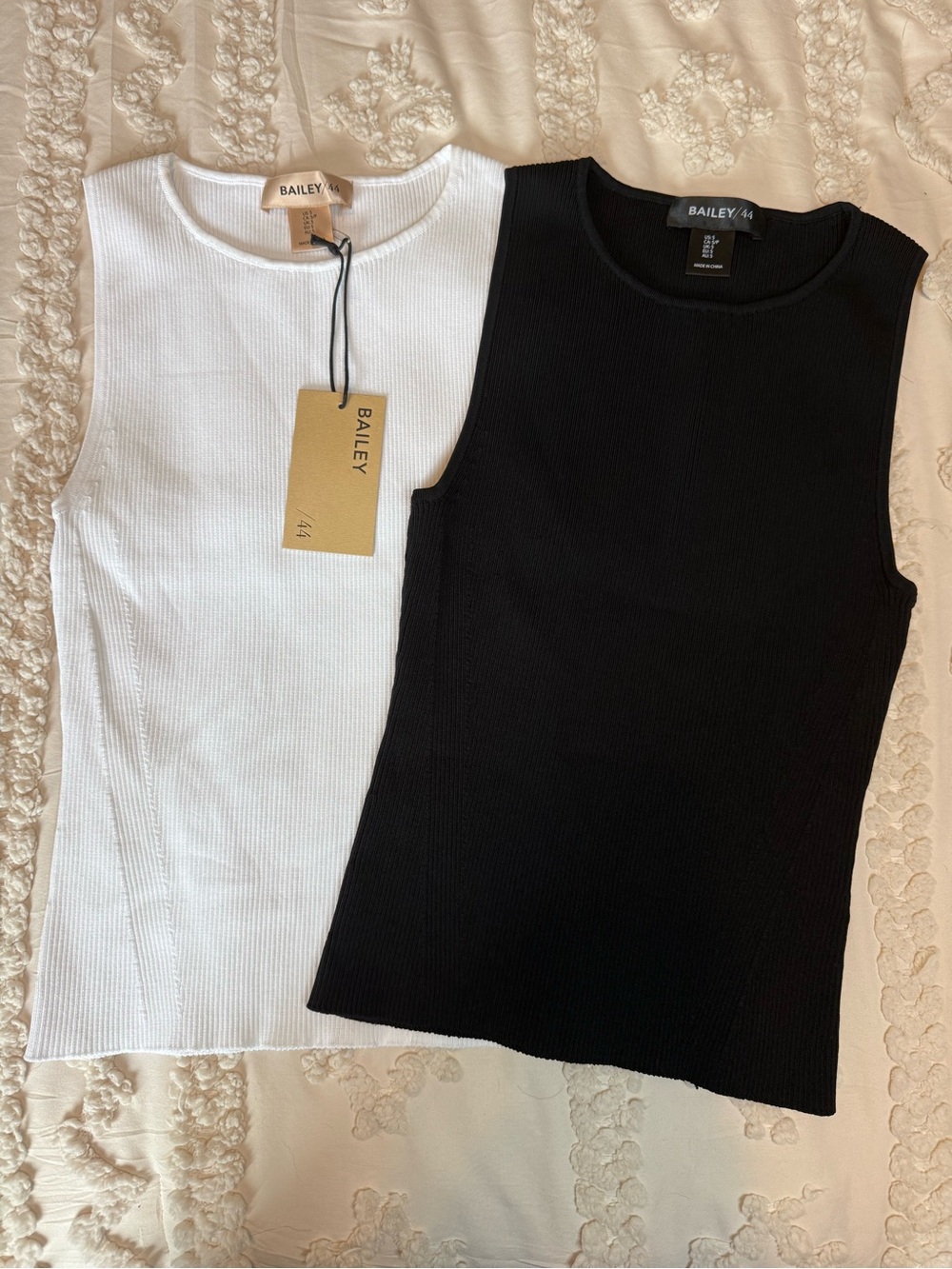 Bailey/44 NWT Ribbed Sleeveless Tank Tops Black & White Bundle Sz S